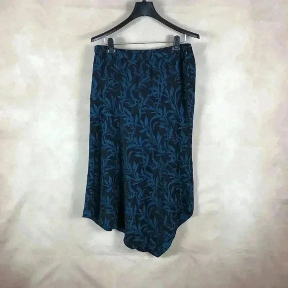 ALFANI Black/Teal Floral Asymmetrical Hem Midi Skirt NEW 14 - Picture 5 of 9